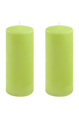 Sada sloupových svíček, 25 cm, Ø 10 cm, světle zelená, 2 ks