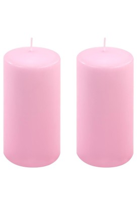 Sada sloupových svíček, 15 cm, Ø 7,5 cm, růžová, 2 ks