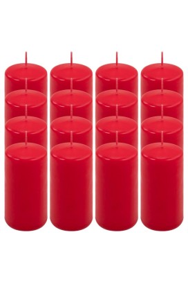 Sada sloupových svíček, 10 cm, Ø 5 cm, červená, 16 ks