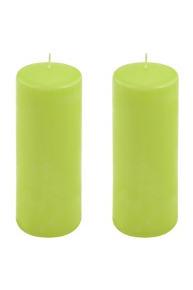 Sada sloupových svíček, 20 cm, Ø 7,5 cm, světle zelená, 2 ks