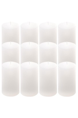 Sada rustikálních svíček, 11,5 cm, Ø 6,8 cm, bílá, 12 ks