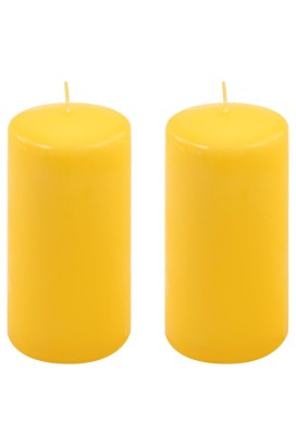 Sada sloupových svíček, 15 cm, Ø 7,5 cm, žlutá, 2 ks