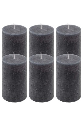 Sada rustikálních svíček, 11,5 cm,  Ø 6,8 cm, antracit, 6 ks