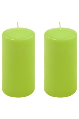 Sada sloupových svíček, 15 cm,Ø 7,5 cm, světle zelená, 2 ks
