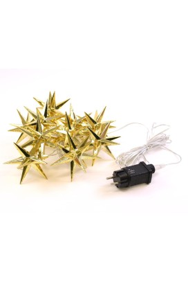 Světelný LED řetěz,10 LED, hvězdy, 12 cm, teple bílá