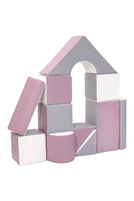 Pěnové kostky-obří stavebnice 11 ks white-grey-purple