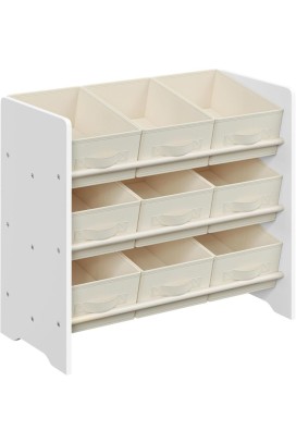 Dětský organizér na hračky s 9 boxy, bílý, 62,5x29,5x60 cm