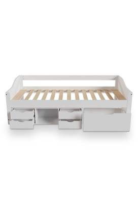 Dětská postel s úložným prostorem 90x200 cm, s roštem, bílá