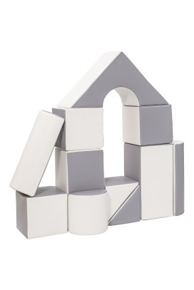 Pěnové kostky-obří stavebnice 11 ks white-grey